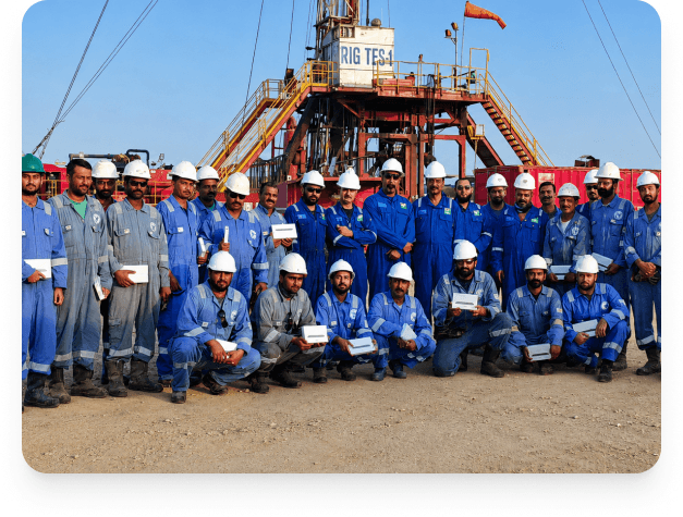 Teleport Manpower workers in safety vests at an industrial site